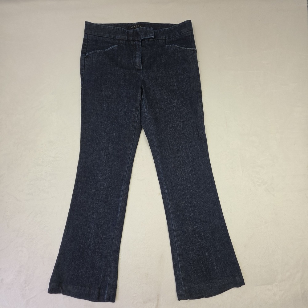 Theory Womens Flare Jeans Size 6 Dark Wash Bootcut Stretch Denim Pants